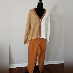 Woman's Plus Two-Tone Cardigan